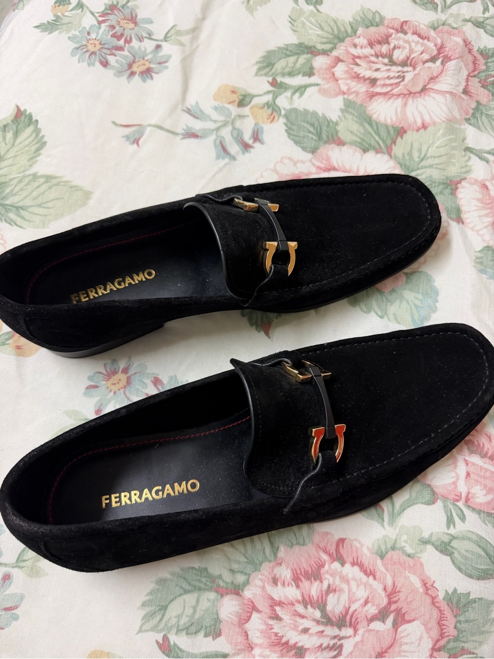 Salvatore Ferragamo Men's Black Suede Loafers Size 11